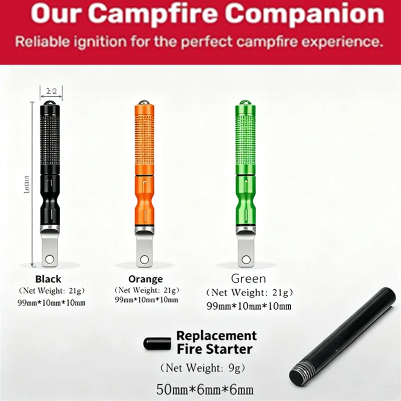 

All-Weather Magnesium Rod Survival Lighter - Superhard Alloy Scraper, Compact Design for Outdoor Camping & Wilderness Adventures