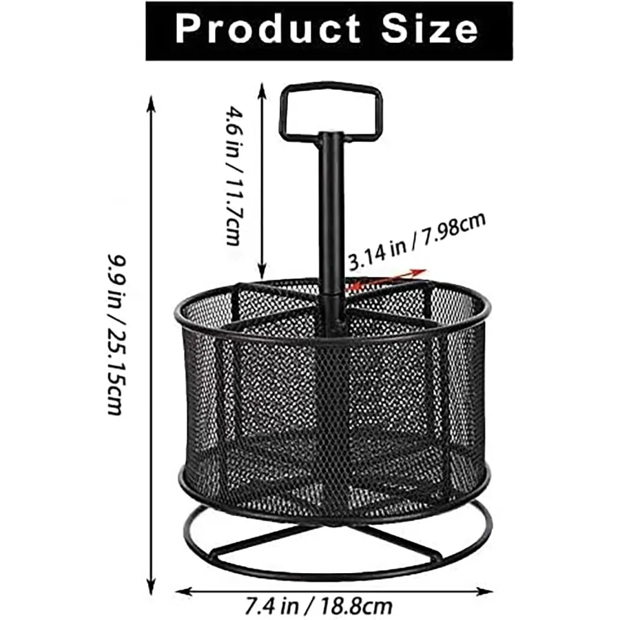 Mesh Desk Organizer 360Degree Rotating MultiFunctional Pen Holder 4 Compartments Desktop Stationary Organizer Home Office Art S