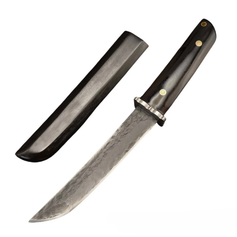 

VG10 Damascus Blade Ebony Handle Tactical Hunting Knives, Self Defense EDC Tools, Camping Survival Knives with Gift Box