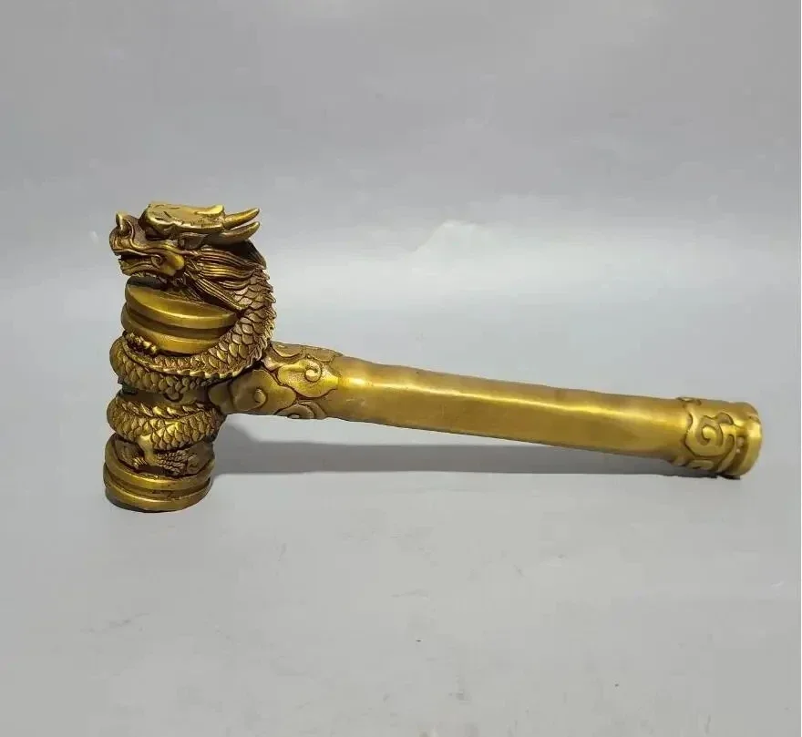 Archaize brass auspicious clouds Dragon hammer desktop decoration crafts statue