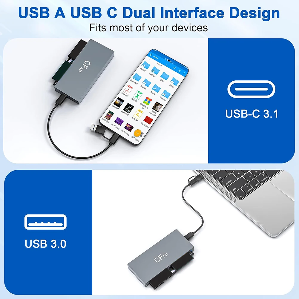 قارئ بطاقة CF/MS/SD/TF/XD ، قارئ بطاقة USB ، قراءة 6 بطاقات في وقت واحد USB C