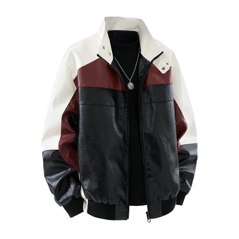 Jaket Kulit Gaya Sepeda Pria Musim Semi Musim Gugur 2025 Tahan Angin Bernapas Nyaman Ramah Kulit Pakaian Luar Fashion