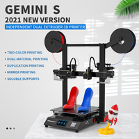 Tronxy Gemini S IDEX 3D Printer Multicolor 2 Head Independent Dual Extruder Mirror Copy FDM 3D Printer Self-assemble Printer Kit