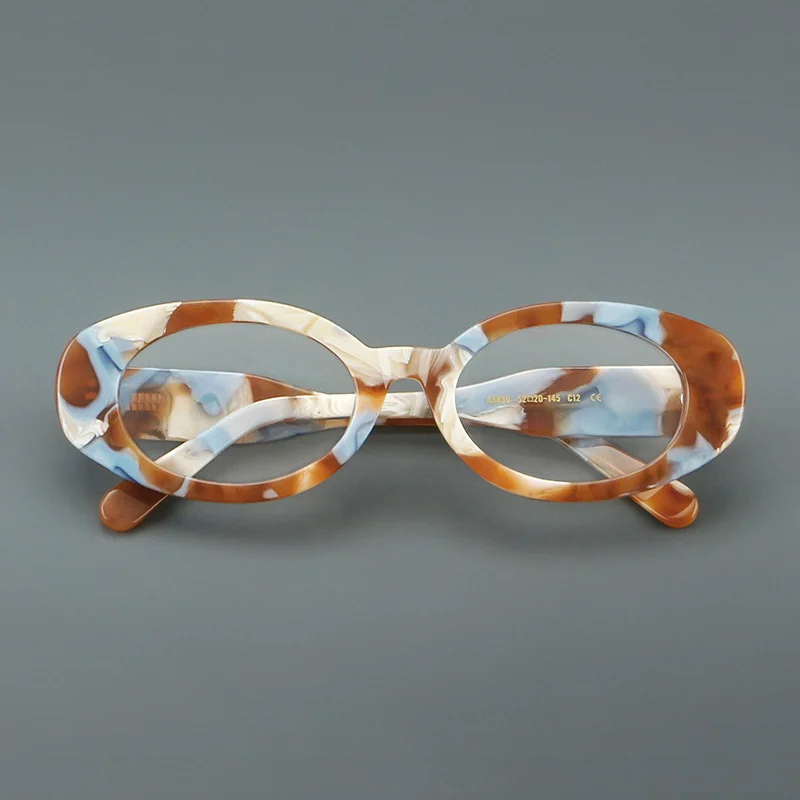 

Acetate Glasses Frame Fashion Thick Acetate Oval Designer Brand Myopia Eyewear Handmade Optics Women Prescription Eyeglasses