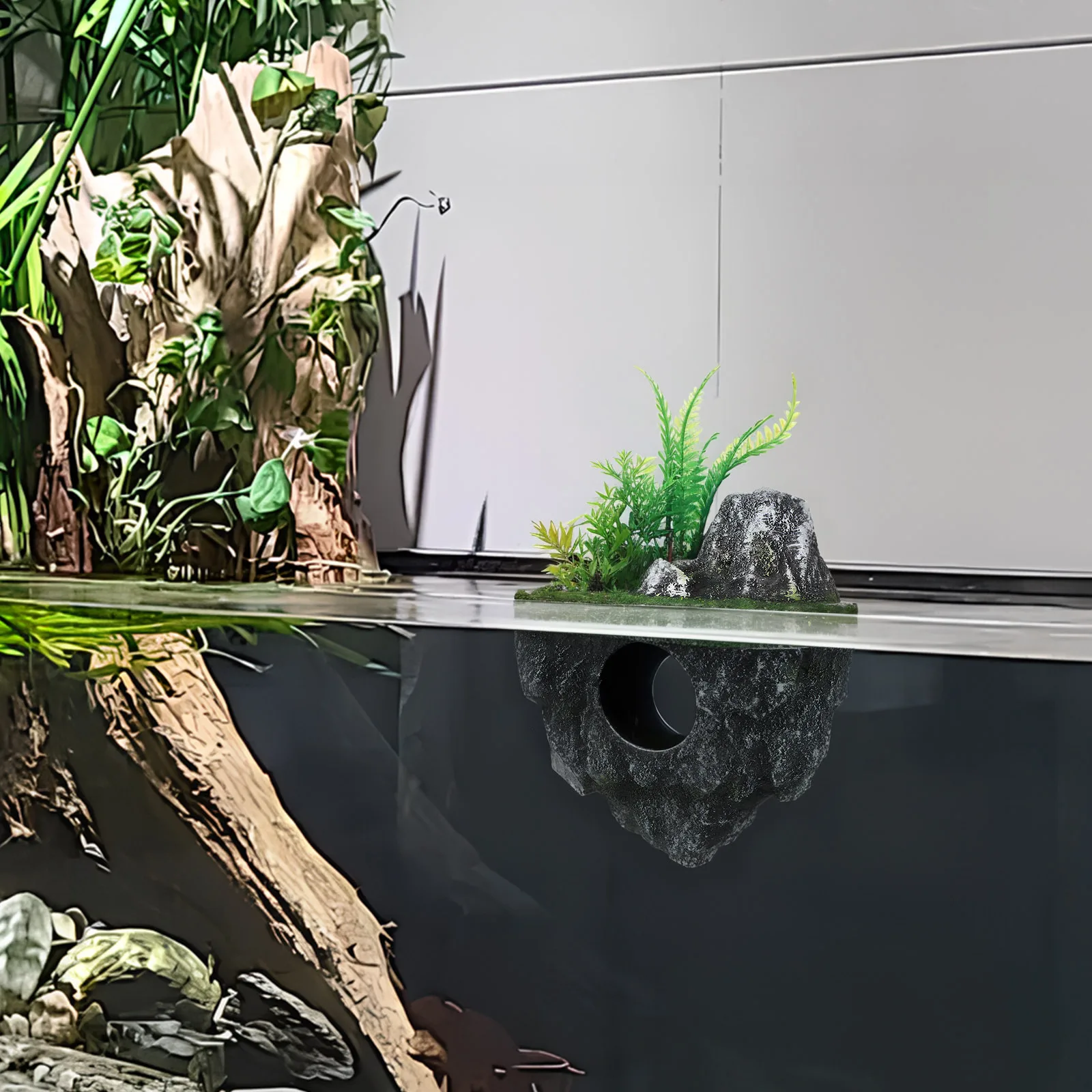 

Floating Stone Aquarium Decoration Realistic Rock Fish Hideaway Floating Aquarium Cave Shelter Landscape Ornament