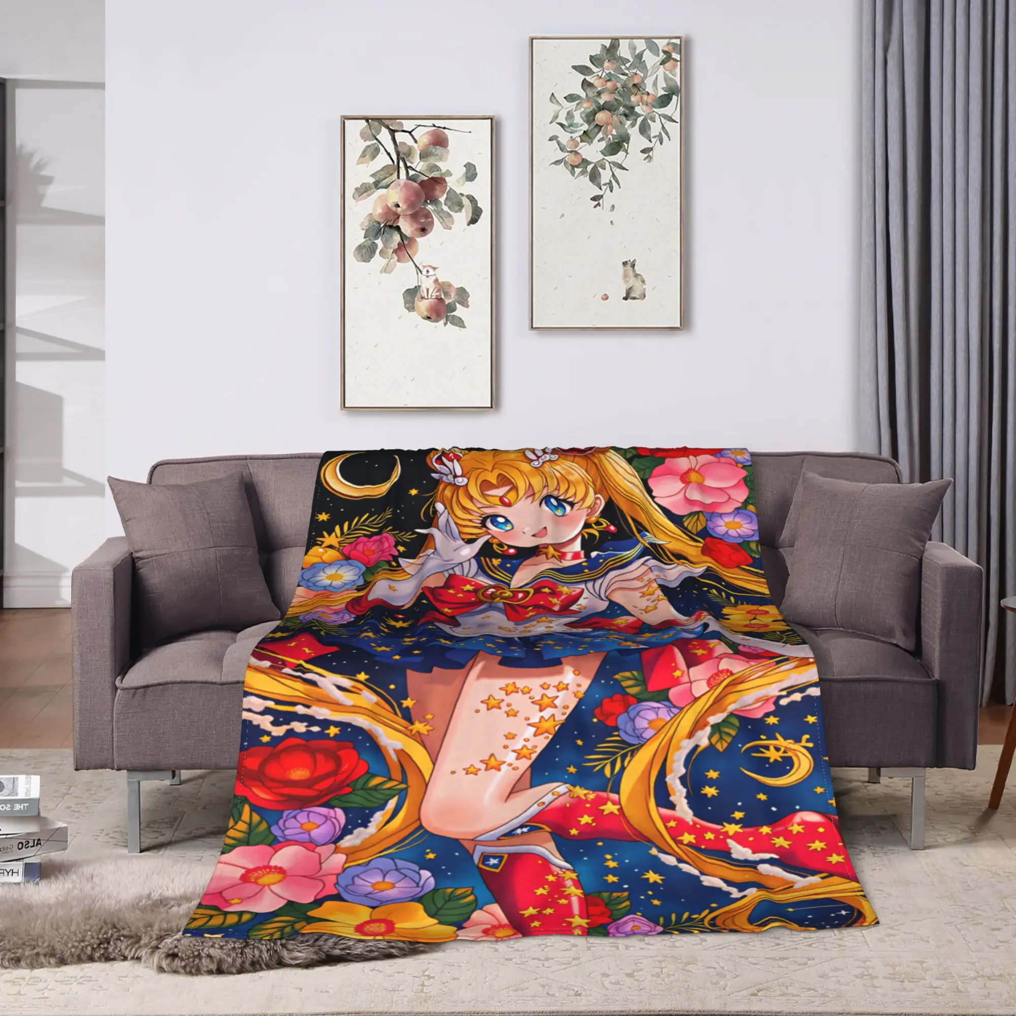 S-Sailor M-Moon Anime  Blanket Quality Warm Soft  Throw Blanket Autumn Decorative Couch Chair Funny Bedspread