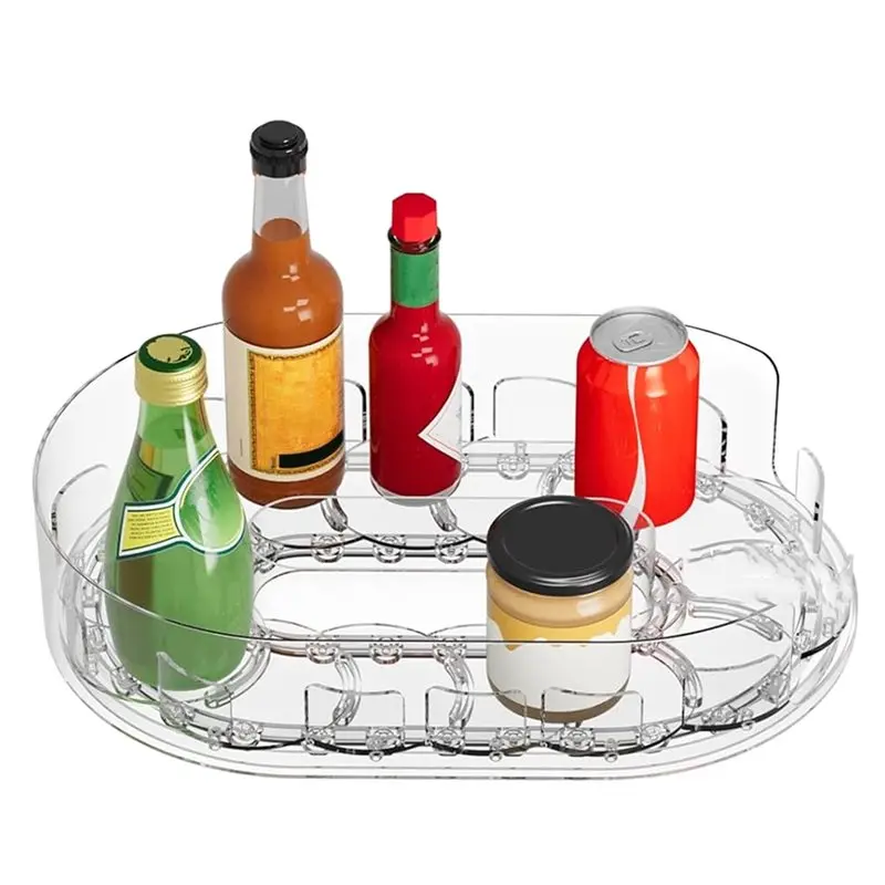 A67P-1 Pack 360° Rotating Lazy Susan For Refrigerator, 13.5''X8.5'' Clear Lazy Susan Turntable For Refrigerator Organizers