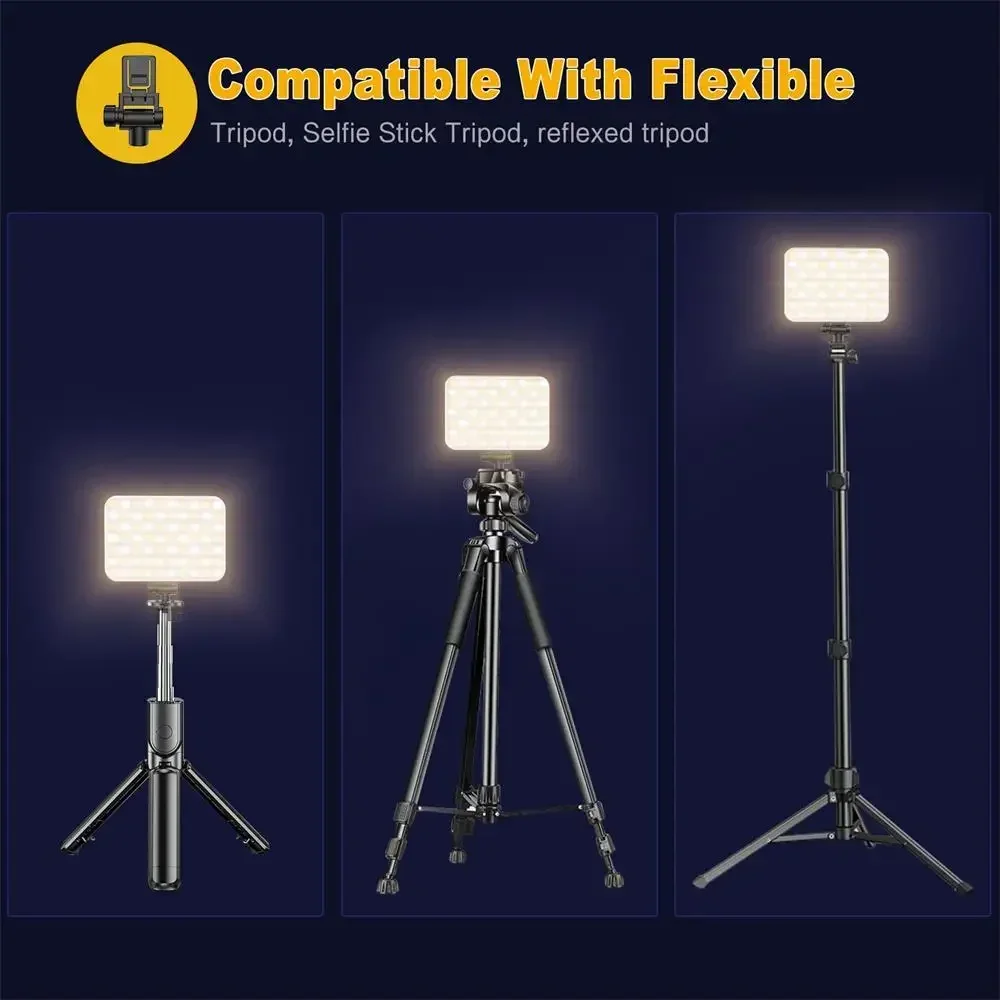 New LED High Power Rechargeable Clip Fill Video Light with Front & Back Clip Adjusted 7 Light Modes for Phone iPad