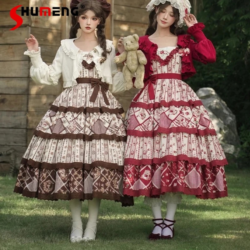 

Original Japanese Lolita Doll Collar Short Knitted Cardigan Autumn Winter New 2025 Girls Sweet Kawaii Long Sleeve Knit Tops