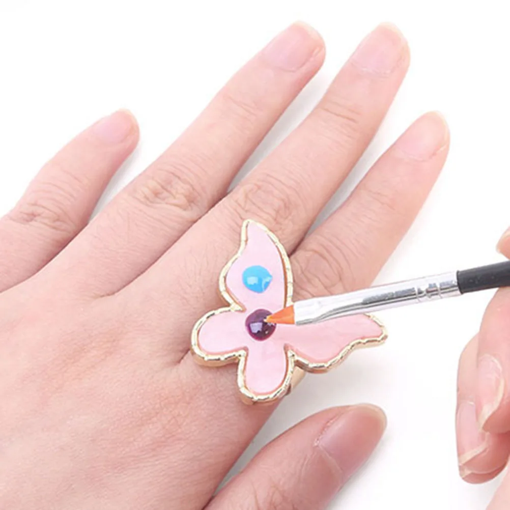 

2Pcs Mini Ring Nail Art Palettes For Color Mixing Portable Nail Color Holders Art Tools