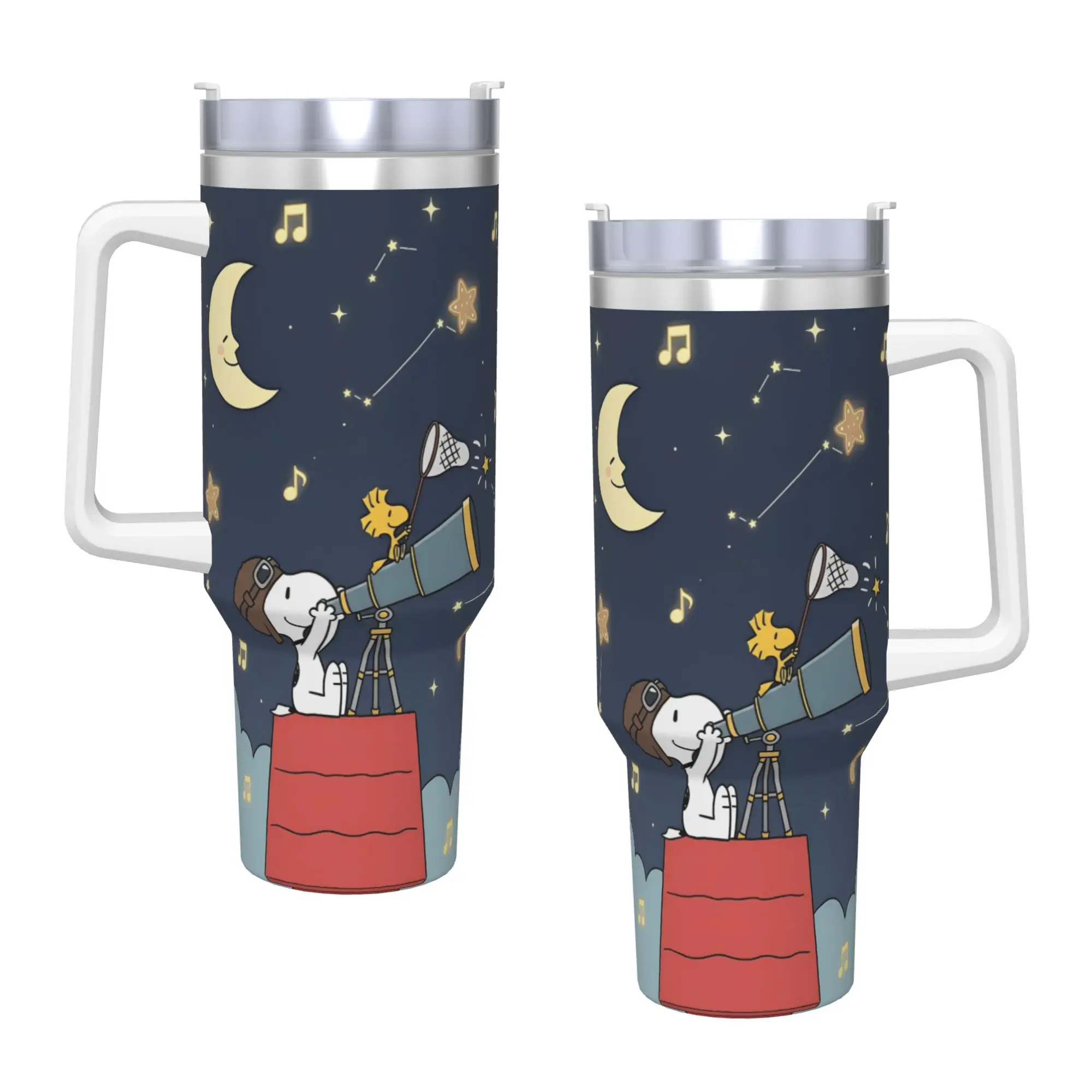 

Snoopys Cute Dogs Tumbler With Straw Stainless Steel Mug Double Wall Vacuum Insulated for Cold Or Hot 40oz