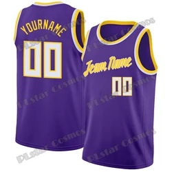 Custom Name & Number Purple White-Gold Throwback Basketball Jersey 3D Printed Men Youth Summer Sport Basketball Vest LBX09