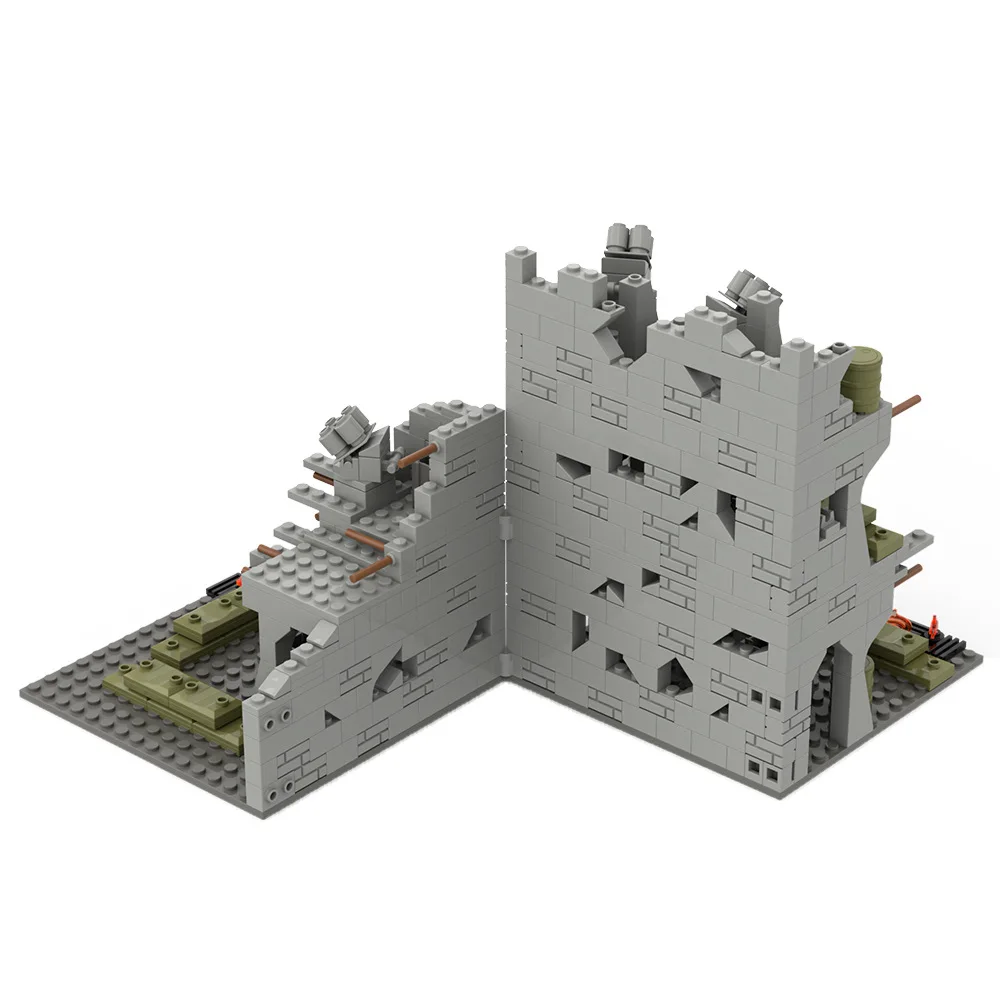 

Military Scene Ruined Battlefield MOC Building Blocks Boy 496pcs Assembly War Abandoned Base Educational Model Bricks Toys Gifts