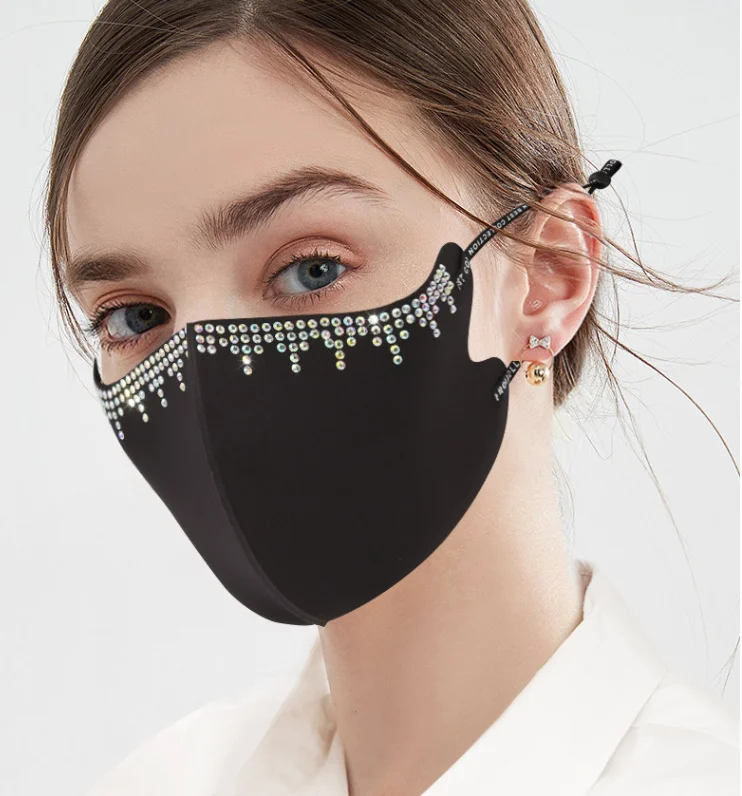 

5 Pcs Rhinestone Decorated Elastic Masks Crystal Face Jewelry for Dance Party Cosplay Night Club Fashion Shining Jewellery P1