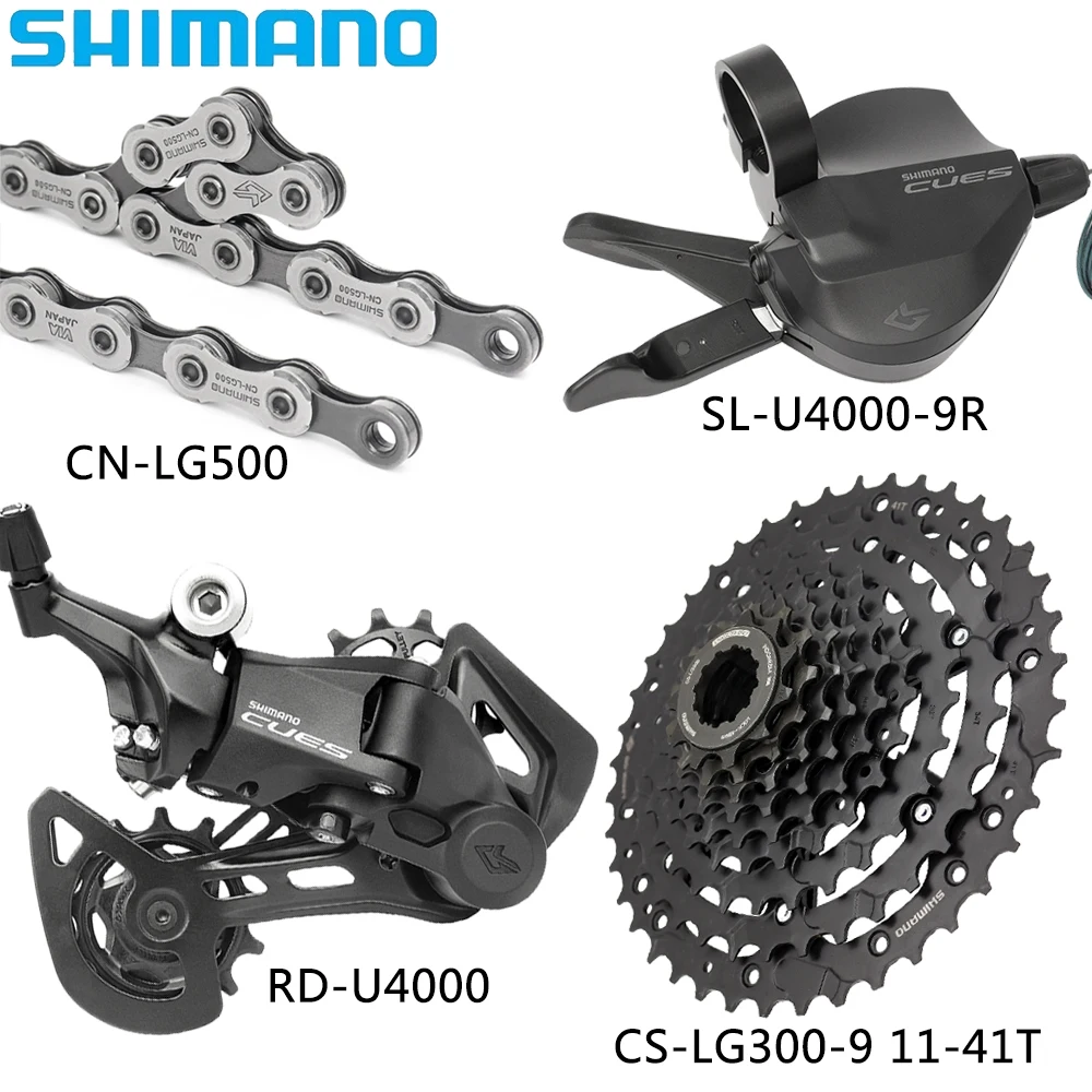 SHIMANO CUES U4000 9 Speed Derailleur MTB Bike U4020 Rear Derailleur CS-LG300-9 36T/41T Cassette CN-LG500 Chain Bicycle Parts