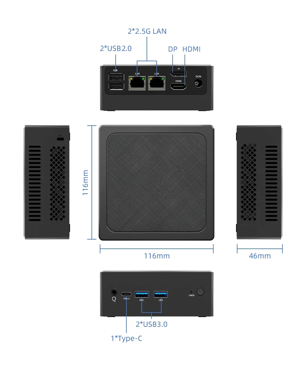 New 12Th Gen Mini Pc Windows11 Intel  N100 Processor 8Gb Ddr5 4800Mhz 256Gb Pocket 12V Dual Lan Mini Computer