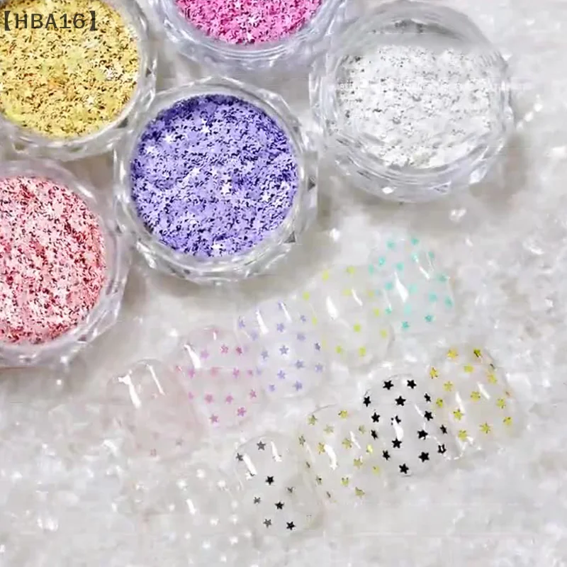 1 jarro 1mm mini estrela brilhante prego glitter espumante decoração de unhas design de salão de beleza acessórios fofos diy design de arte de unhas