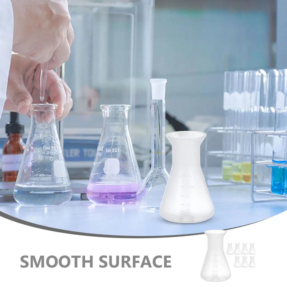 Fiaschette coniche da 8 pezzi per chimica con scala Pp Lab Erlenmeyer chimico graduato