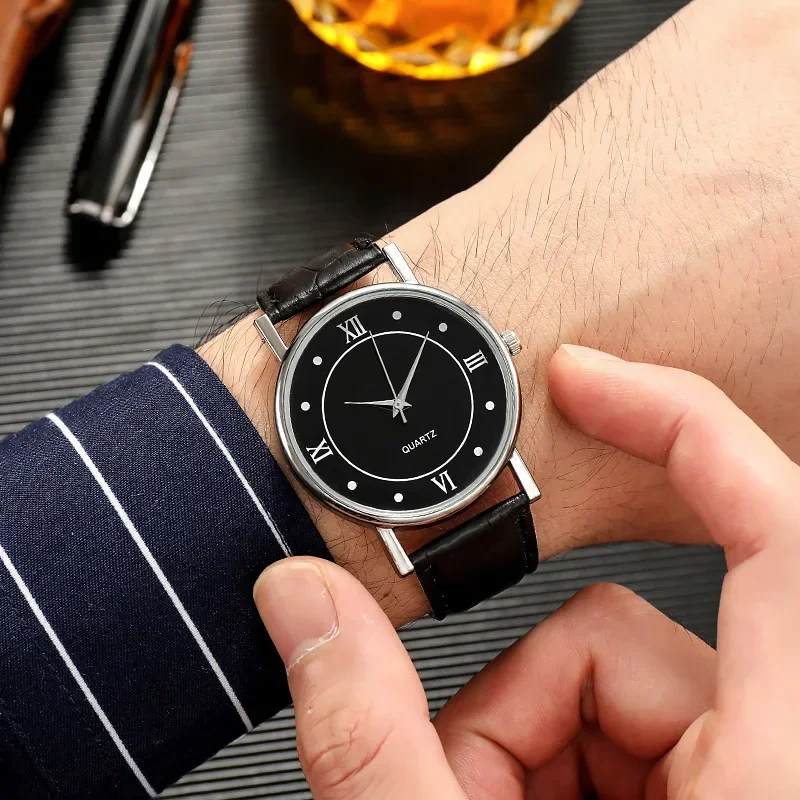 Men Business Simple Watch Casual Life Waterproof Quartz Watch Fashion Leather Strap Sports All-Match Wrist Watch Reloj Hombre