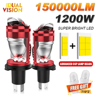Dualvision 150000LM Projector H4 Lens LED Car Headlight Bulbs CANBUS Turbo Auto Lights H4 Hi/Low Beam LHD RHD Car Fog Lamps 12V