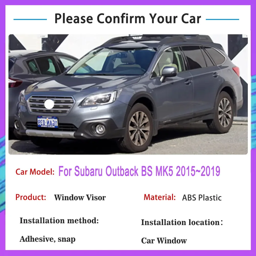 For Subaru Outback BS MK5 2015 2016 2017 2018 2019 Car Sun Rain Shield Window Sunshade Trim Frame Sticker Waterproof Accessories