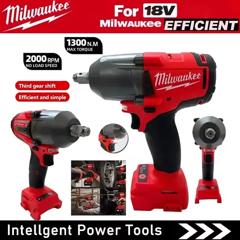 

Milwaukee 18V Battery 813NM Large Torque Cordless Wrench Brushless Electric Impact Wrench Repair Power Tools Car Truck