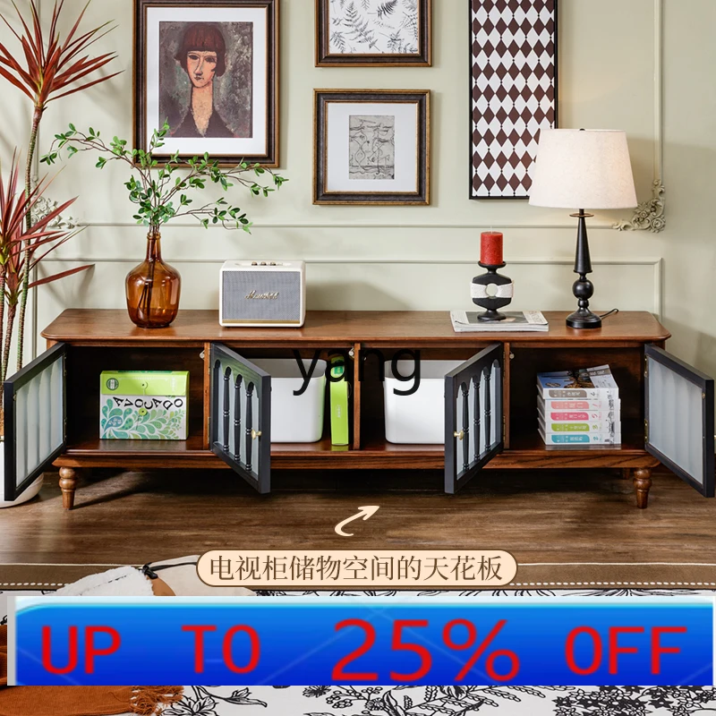 

LH retro all-solid wood TV cabinet medium antique floor-to-ceiling TV cabinet living room home storage storage
