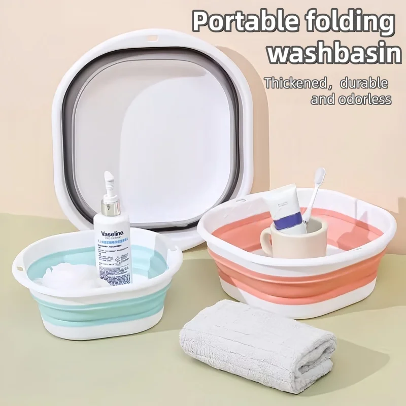 Bañera Plegable para Pies, Cubeta de Plástico Engrosado Multifuncional para Remojar los Pies, Tina Plegable para Lavandería