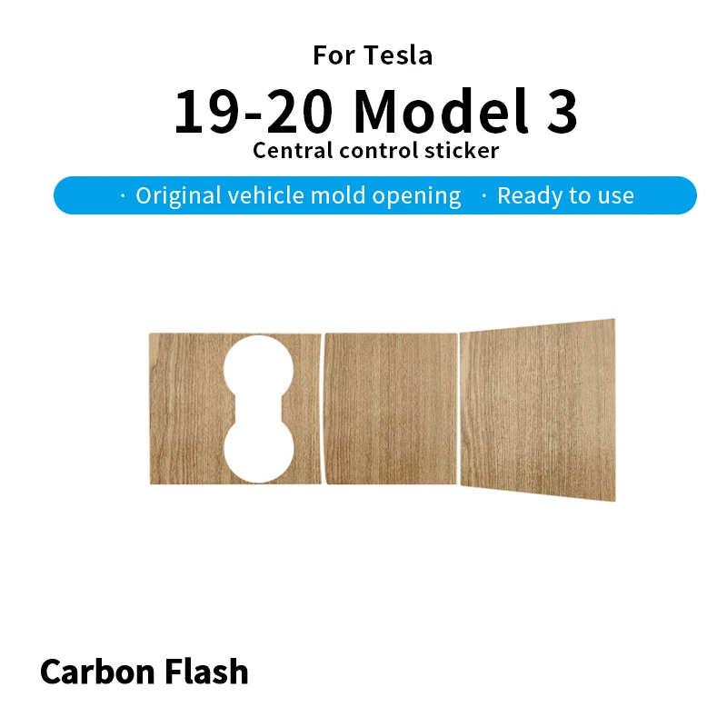 Carbon Flash For Tesla Center Sticker 2017-2020 Model 3 Wood Center Console Panel Grain Film Central Control Cover Sticker