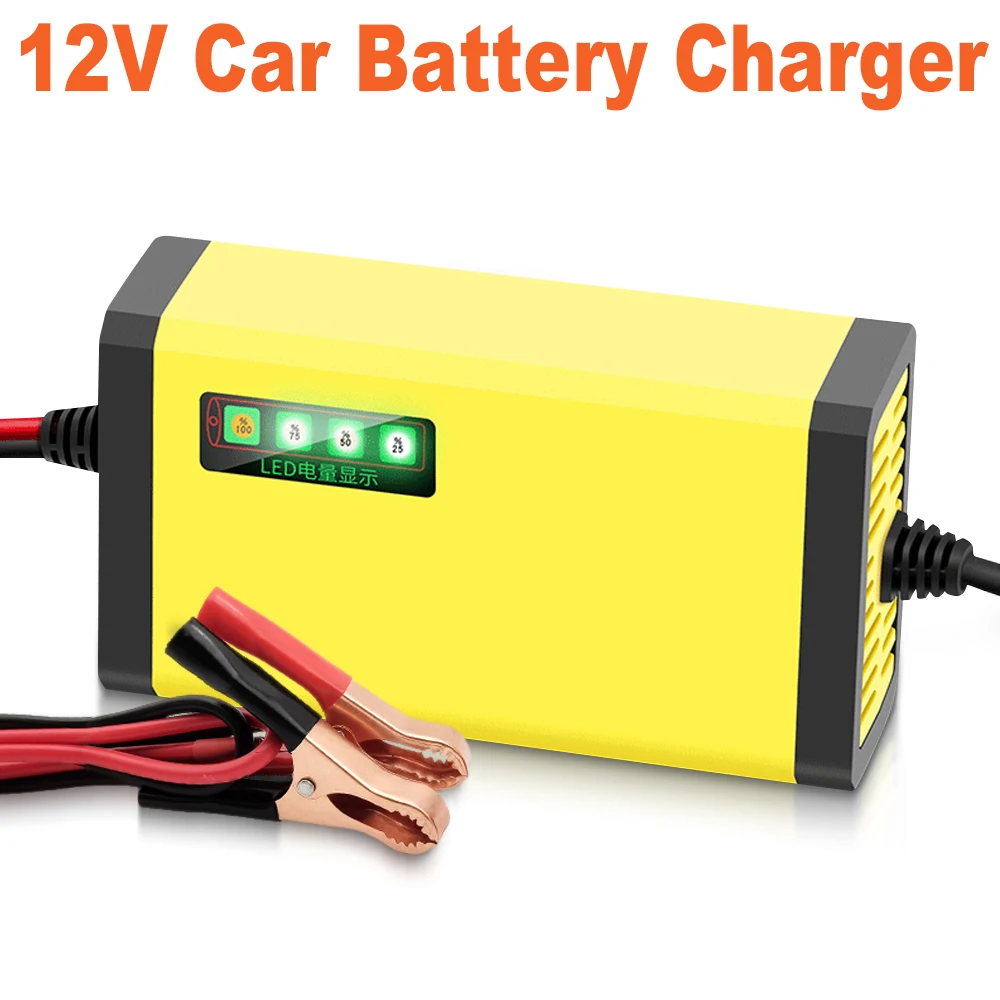 12V Car Battery Charger Automatic Lead Acid Battery Digital Display Detection Pulse Repair Chargers Motorcycle Car Accesorries