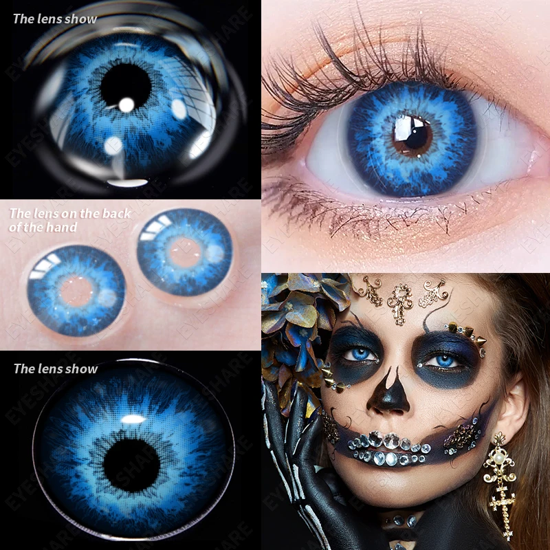 EYESHARE 2pcs Color Contact Lenses For Eyes Anime Cosplay Colored Lenses Blue Yellow Colored Lenses Contact Lens Beauty Pupils