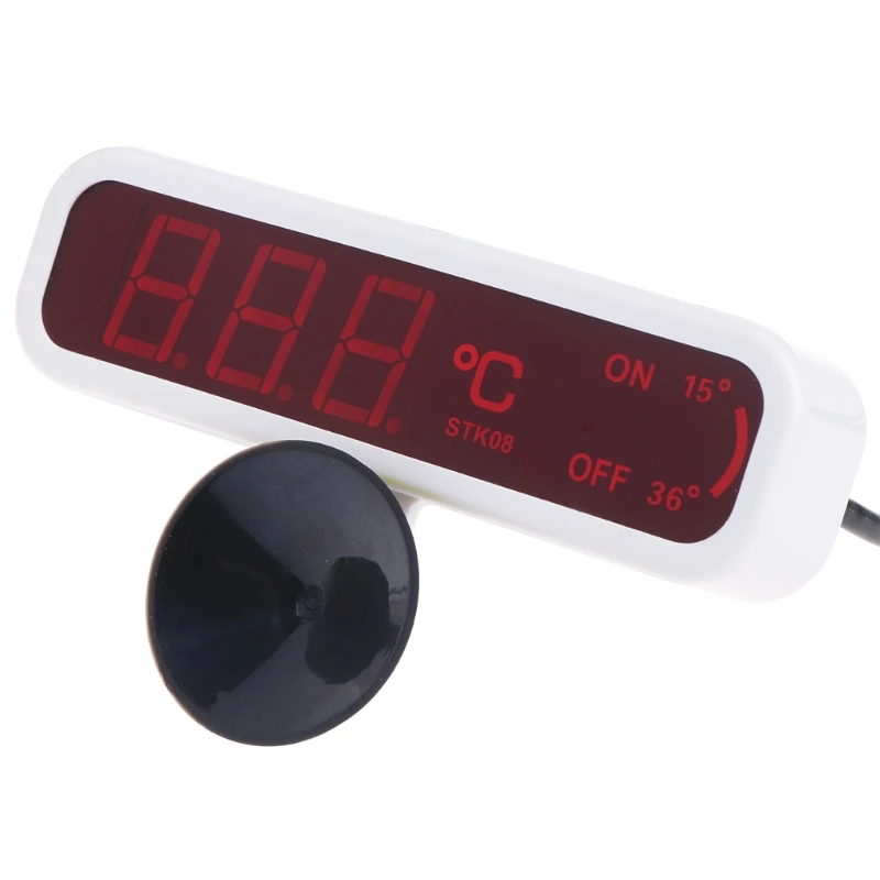 Digital Aquarium Thermometer Fish for Tank Thermometer Large LCD Display Aquariums Thermometer Walnut Aquarium Thermomet