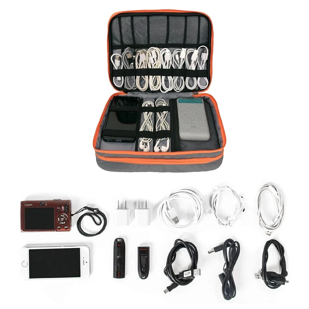 Cable Storage Bag, Multi Layer Electronic Accessories Organizer, Portable Travel Cable Organizer Case for iPad cable Charger