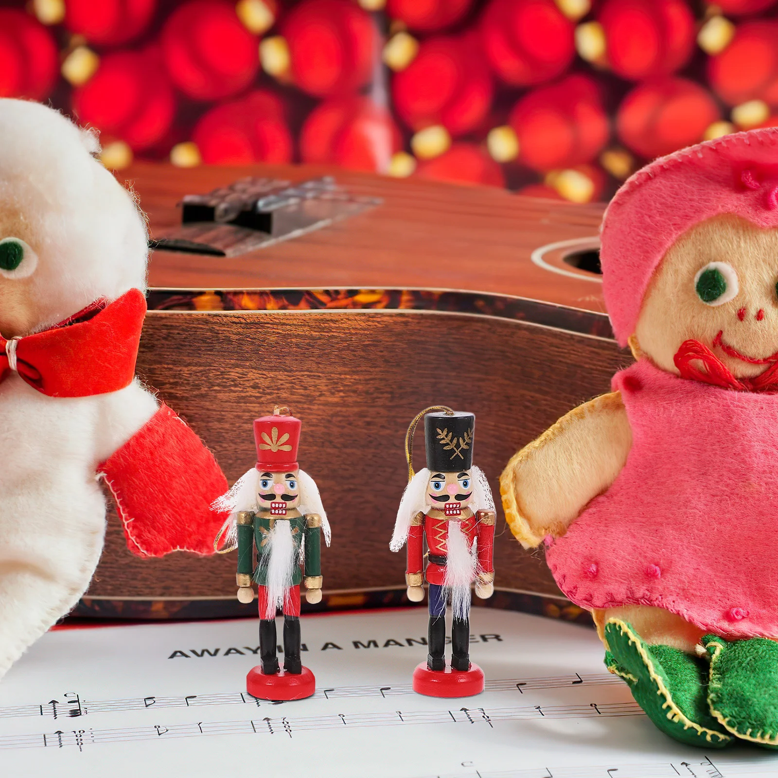 

6Pcs Wooden Nutcracker Soldier Ornaments Colorful Classic Design Christmas Tree Hanging Decor Festive Holiday Nutcracker