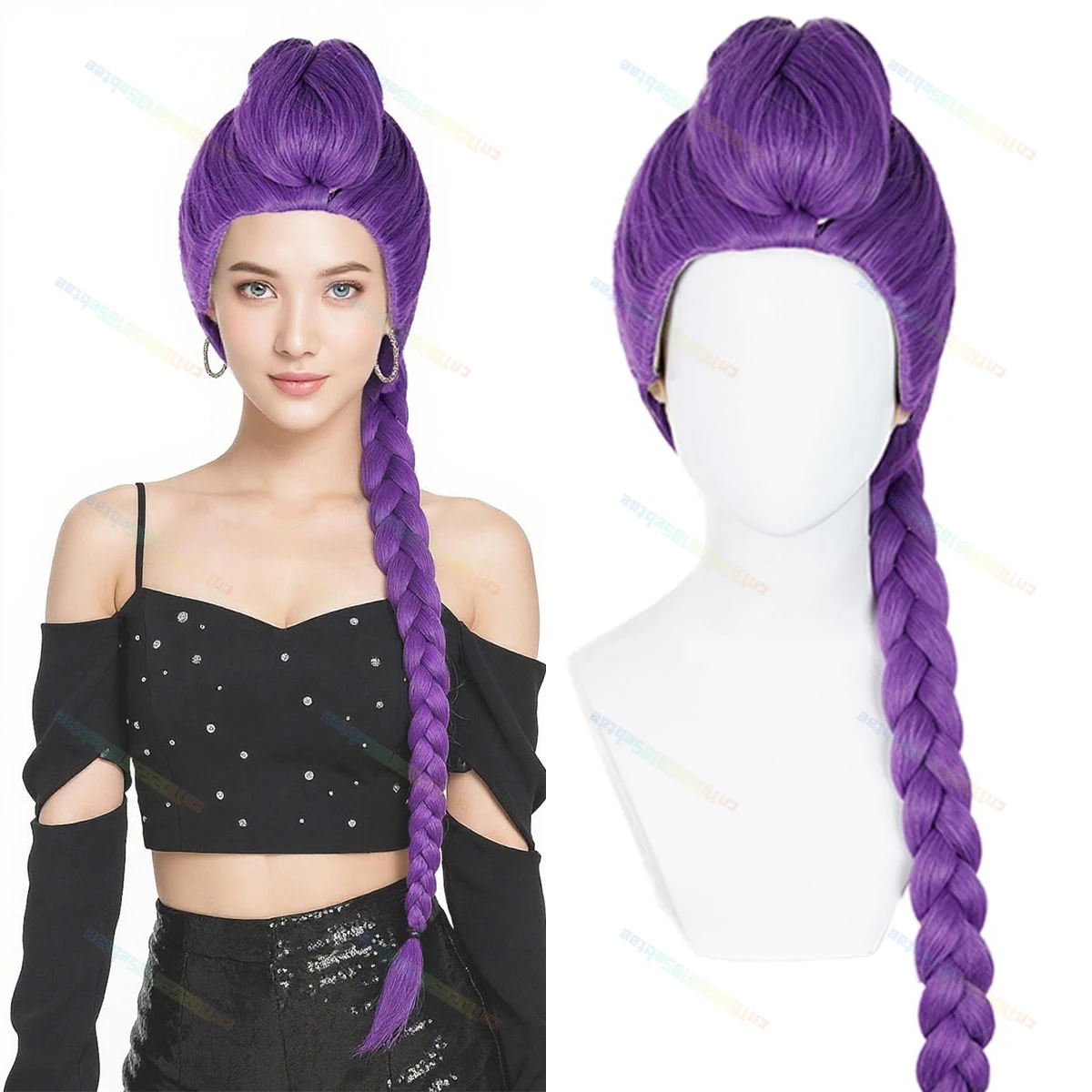 KPOP Demon Hunters Costume Rumi Wigs Cosplay Anime Mira Zoey Costume Wigs for Women Men Purple Braid Wig Halloween Cosplay Props