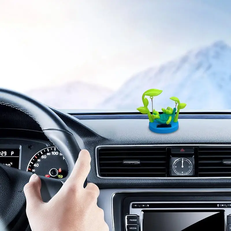 Car Swinging Turtle Ornament Cartoon Solar Swinging Turtle Decor Tortoise Figurines Cute Car Accessories Funny Turtles Dashboard