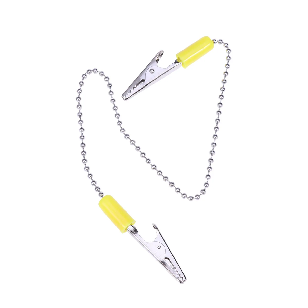 

Stainless Steel Scraf Clip Napkin Holder Ball Chain Clips Flexible Dental Disposable Yellow