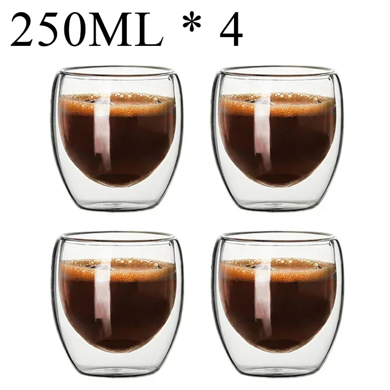 2-18PCS Doppel Wand Hohe Borosilikatglas Becher Hitzebeständige Tee Milch Saft Kaffee Wasser Tasse Bar drink Geschenk Kreativität Set