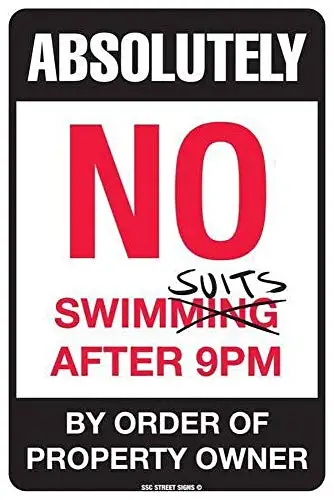Vincenicy Metal Sign Great Aluminum Tin Sign Absolutely No Swimsuits Sign