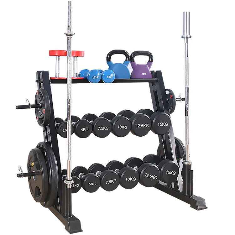 2026 Multi Functional Weight Storage Dumbbell Stand Rack With Weight Plate Tree Rack & Barbell Holder for Home Gympromote sales