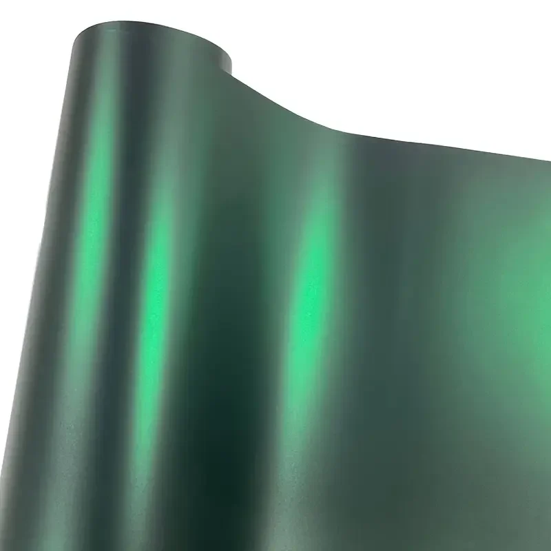 

PET Satin Chrome Ghost Venom Green Vinyl Wrap Film Roll Self Adhesive Decal Motorbike Car Wrapping Foil with Air Release