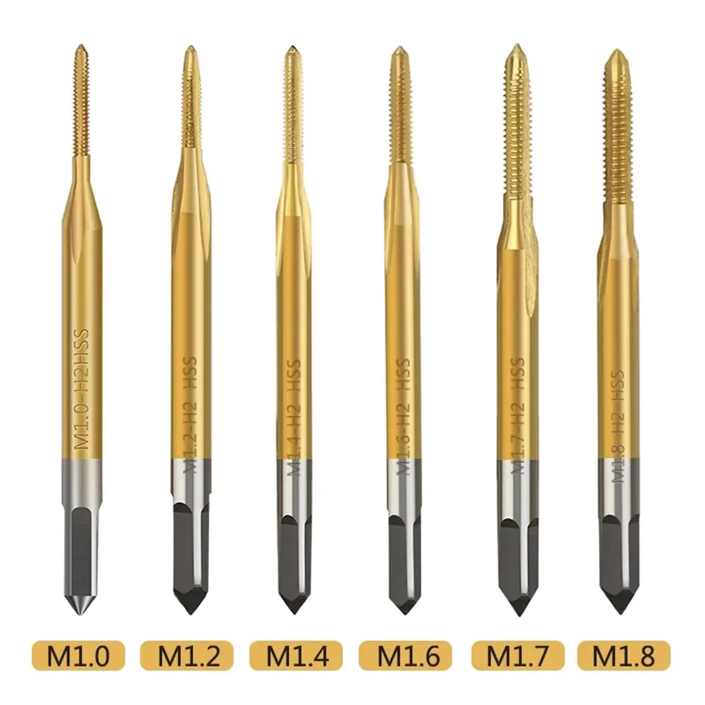 

Mini Machine Tap HSS Straight Thread Tap Titanium Coated Screw Tap Drill Bit Metric Flute Thread Tap Hand Tools M1 M1.2 M1.4