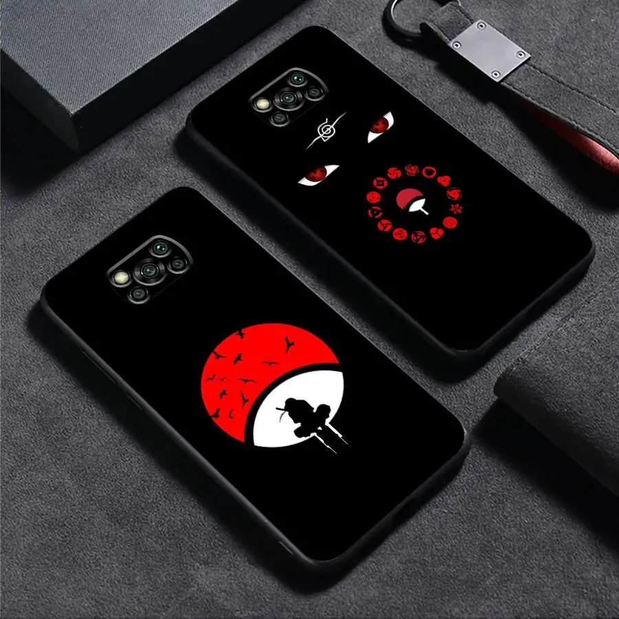 Custodia per Xiaomi Poco X3 X4 X5 X7 Pro M3 M4 M7 Pro F3 F1 C50 M5 C40 C61 C71 C75 Nero Custodia morbida per telefono Cool Uchiha Logo