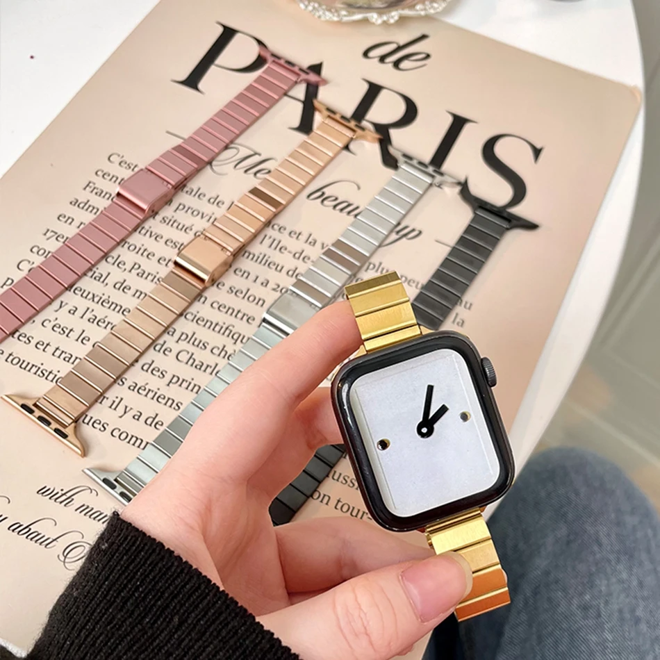 Luxe metalen stalen band voor Apple Watch Ultra 49 mm iWatch Series 6 7 8 SE 4 5 38/40/41 mm 42/44/45 mm INS zakelijke bandarmband