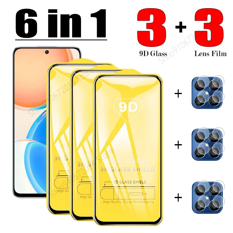 6 in 1 9D Glass For Honor X8 X9 X7 X6A X7A X8A X7b X8b Screen Protectors Lens Film For Honor 90 50 70 Lite 20 Pro Tempered Glass