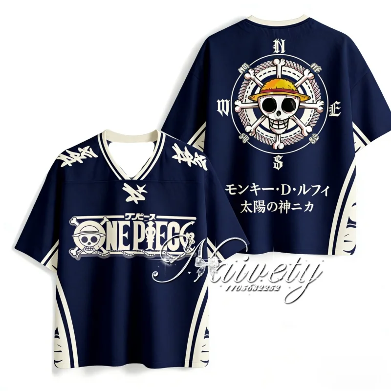 One Piece Luffy Compass Skull Print American Style Sports T-shirt 2026 Summer Quick Dry Sweat Absorbing Anime Casual Tops Y2k