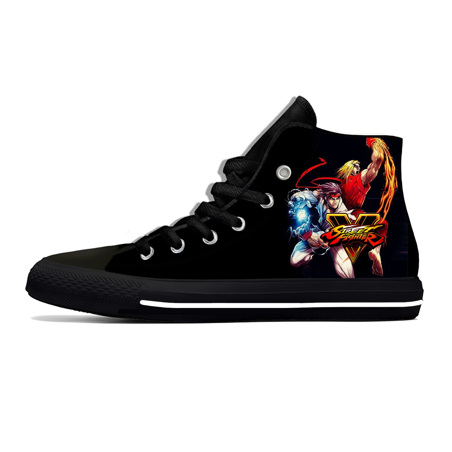 Game Street Fighters Graphic High Top Sneakers Mens Womens Teenager High Quality Canvas Sneaker Casual Couple Shoes Custom Shoe