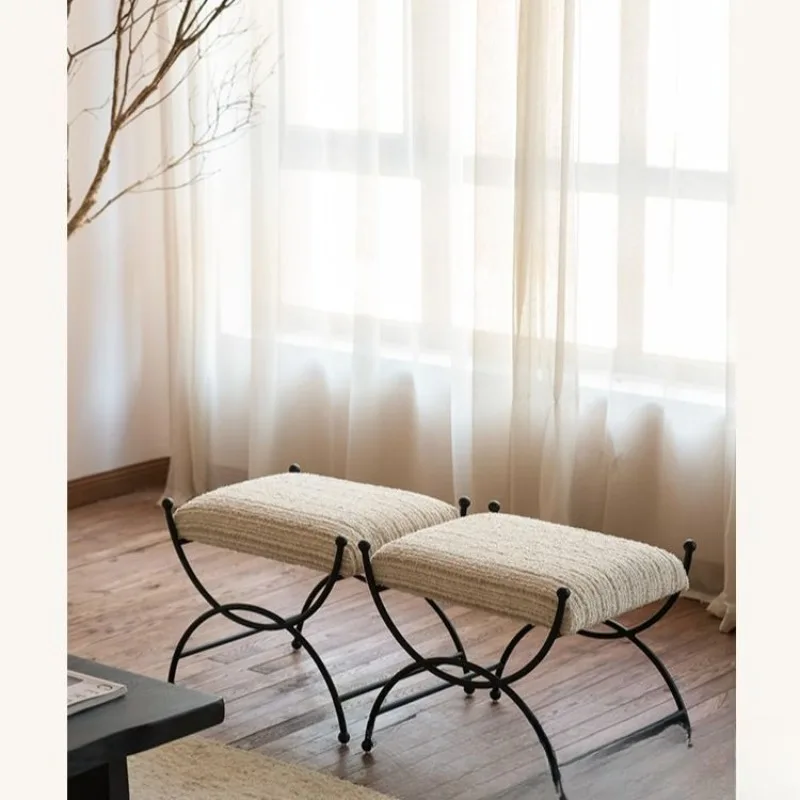 مقعد UU عتيق لمشاهير الإنترنت، مقعد فرنسي عتيق لتغيير الأحذية، حقيبة معدنية ناعمة، دواسة قدم، أريكة صغيرة #2