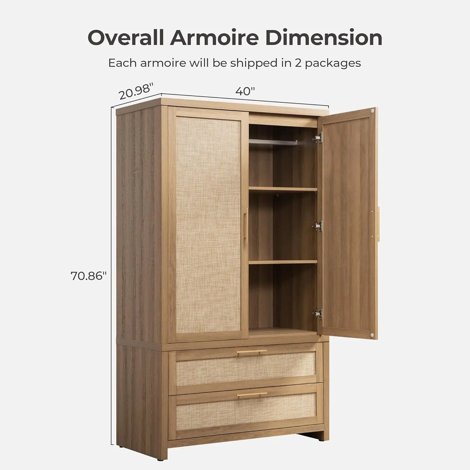 #Rattan Armoire Wardrobe Closet Cabinet, 71