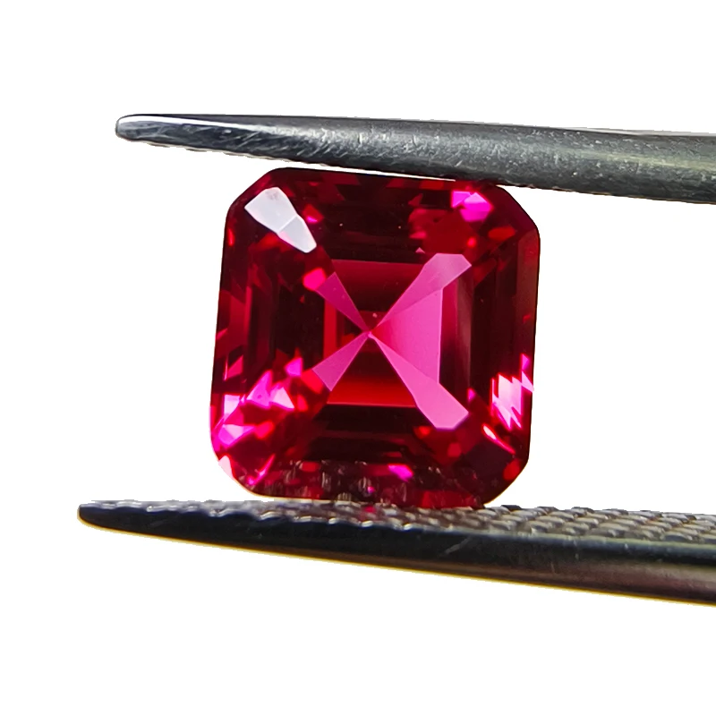 Lab Grown Ruby Asscher Square Shape Pigeon Blood Red VVS1 Selectable AGL Certificate GemstoMaterials Charms For Jewelry